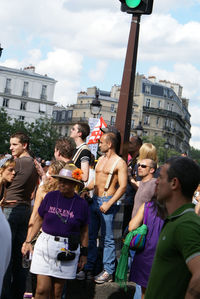 People standing on street in city