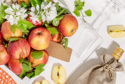 High angle view of fruits on table