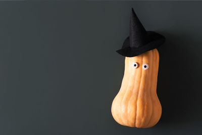 Close-up of pumpkin against black background