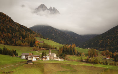 Scenic view of landscape and mountains against sky