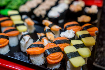 High angle view of sushi