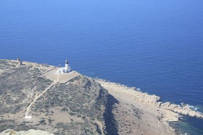 Scenic view of sea against blue sky