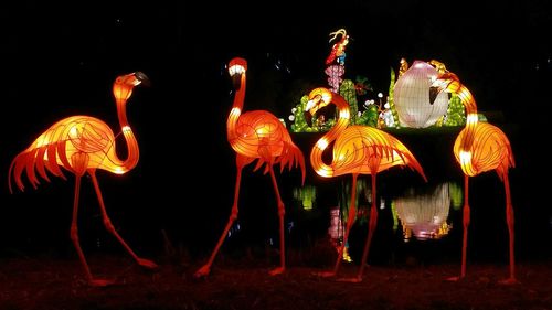 Illuminated christmas lights at night