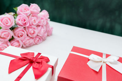 Close-up of pink flowers in box