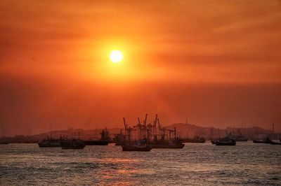 Scenic view of sea during sunset