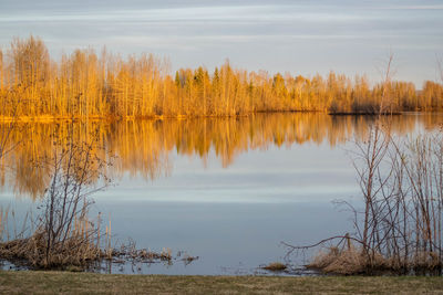 Scenic view of lake against sky