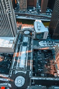 High angle view of cars moving on bridge