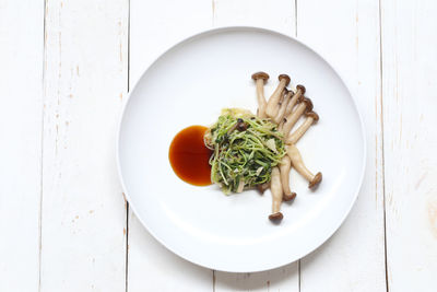 High angle view of vegetables in bowl on table