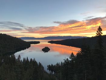 Scenic view of mountains against sky during sunset