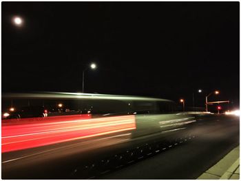 Light trails on road at night