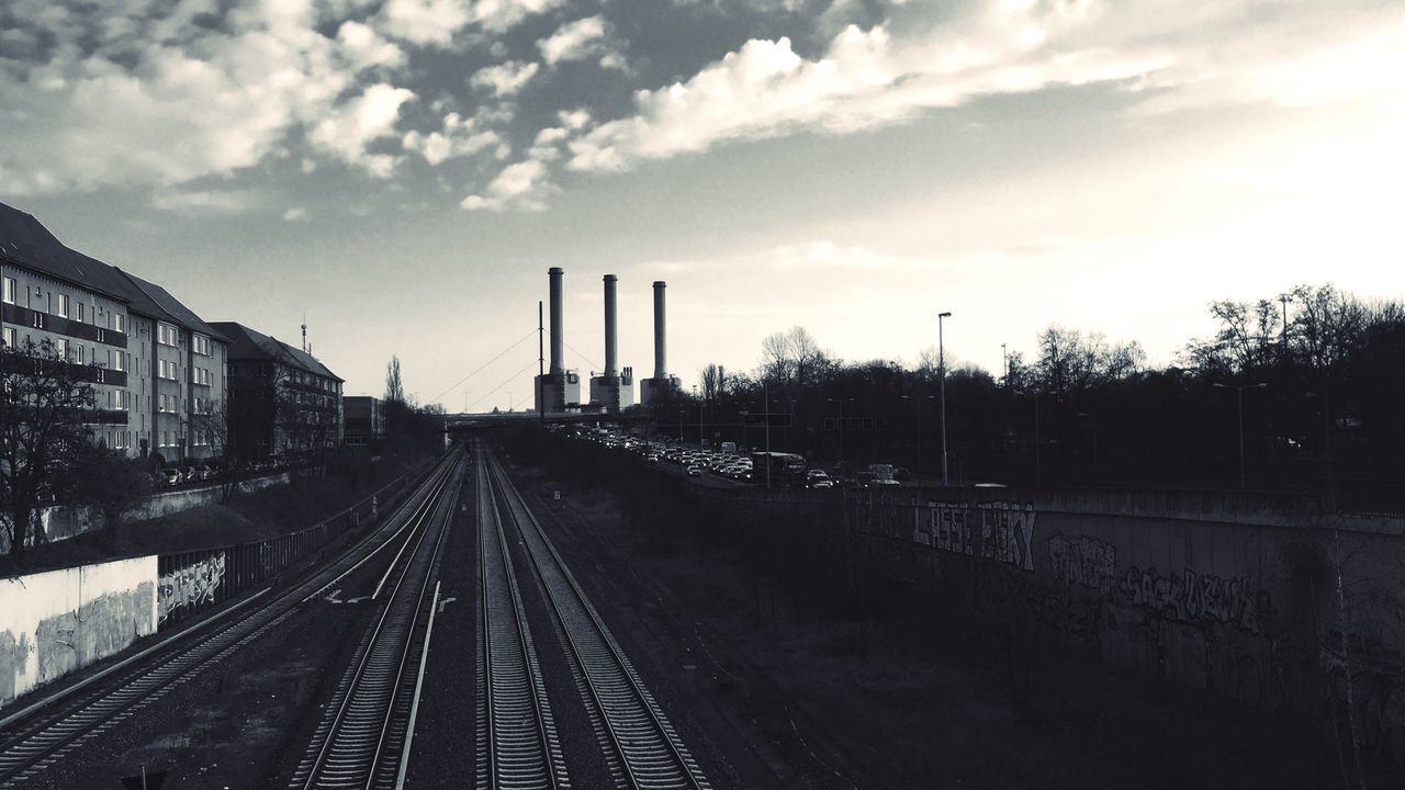 transportation, railroad track, rail transportation, sky, outdoors, tree, no people, built structure, day, public transportation, architecture, nature