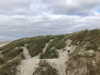 Scenic view of beach against sky