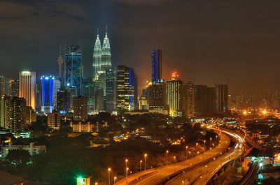 Illuminated city at night