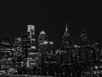 Illuminated cityscape at night