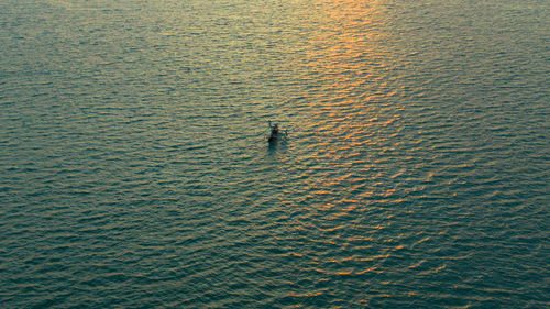 High angle view of boat in sea