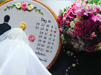 Close-up of flower pot on table