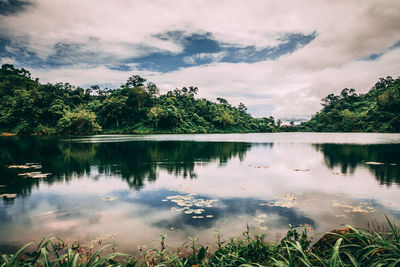 Scenic view of lake against sky
