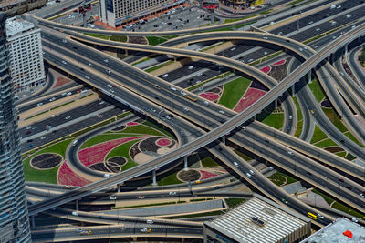 High angle view of traffic on highway in city