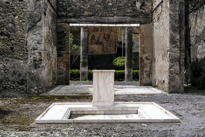 Stone wall in corridor