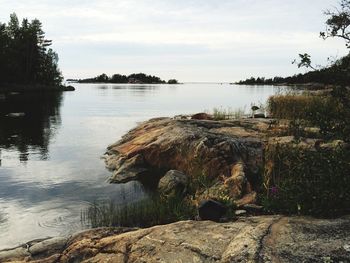 Scenic view of lake against sky