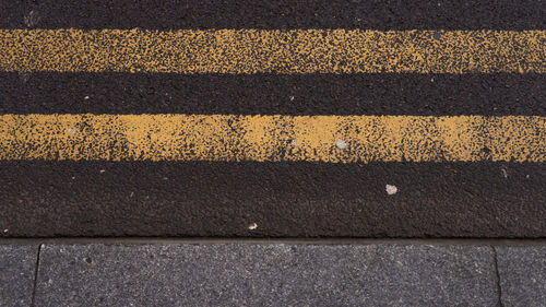 High angle view of zebra crossing on road