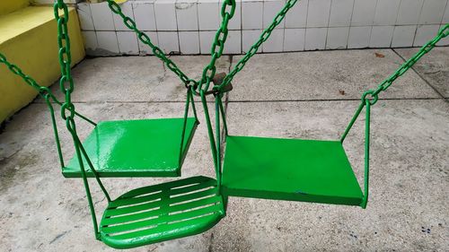 High angle view of green playground