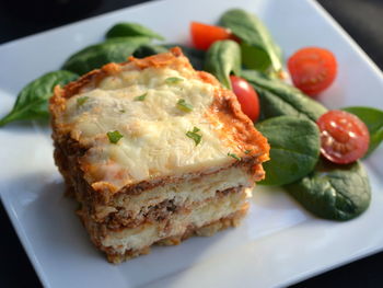 Close-up of sandwich served in plate