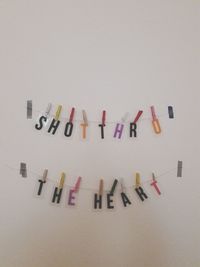 High angle view of text on white background