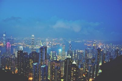Illuminated cityscape at night