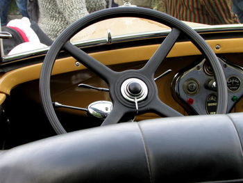 Steering wheel of vintage car