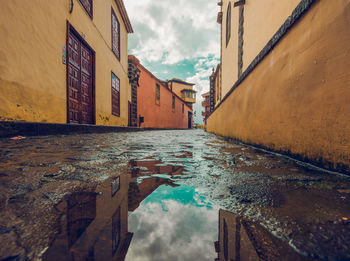 Canal amidst buildings against sky