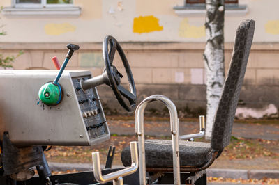 Close-up of land vehicle on road