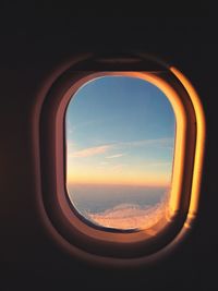 View of sky seen through airplane window