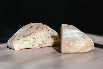 Close-up of bread on cutting board