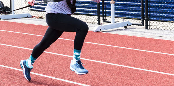 Full length of woman running