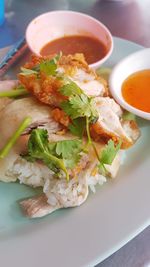 High angle view of meal served in plate