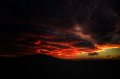 Scenic view of dramatic sky during sunset