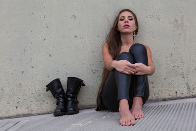 Woman sitting outdoors