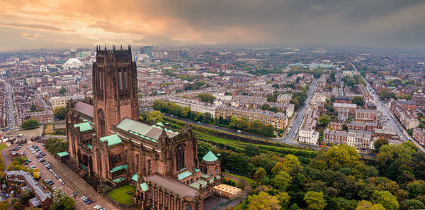 Aerial view of the liverpool cathedral in england