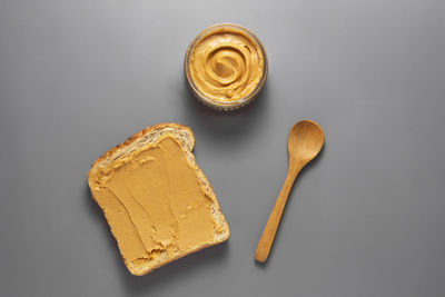 High angle view of ice cream on table