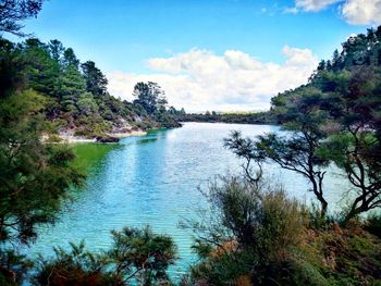 Scenic view of lake against sky