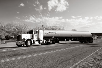 View of truck on road against sky