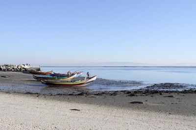 View of boats on beach