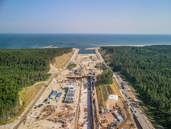 Aerial view on the canal under construction in poland