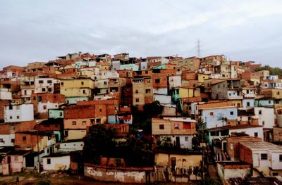 High angle view of townscape against sky