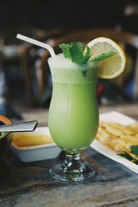 Close-up of drink on table