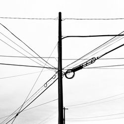 Low angle view of electricity pylon