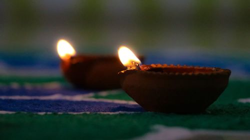 Close-up of lit candles