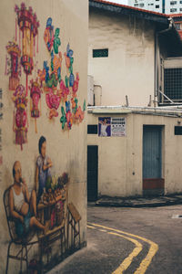 People sitting outside building