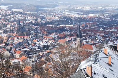 High angle shot of townscape